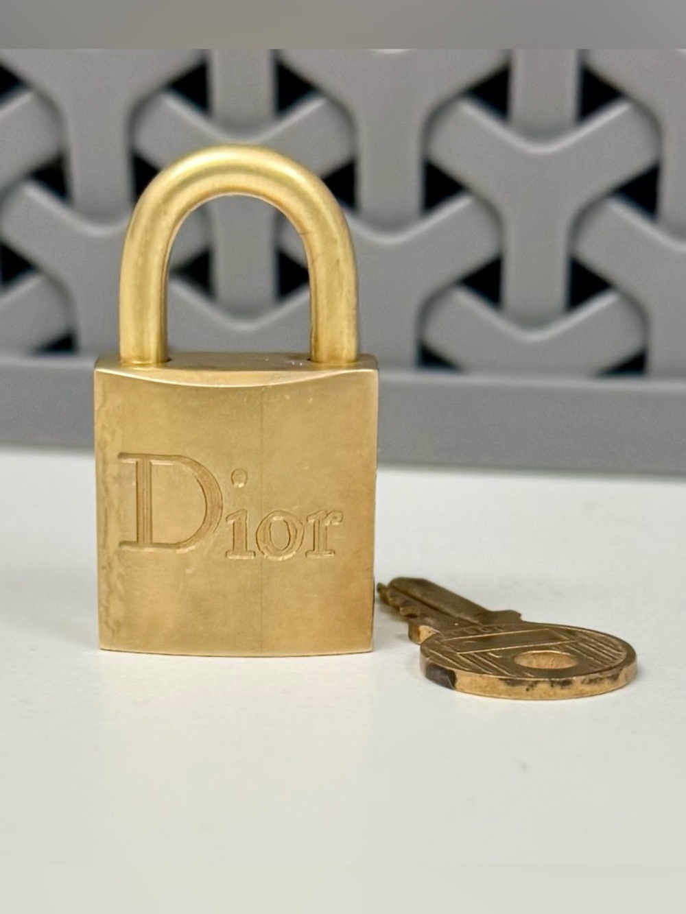 Christian Dior Vintage Rare Gold Tone Padlock & Key Set For Handbags Luggage